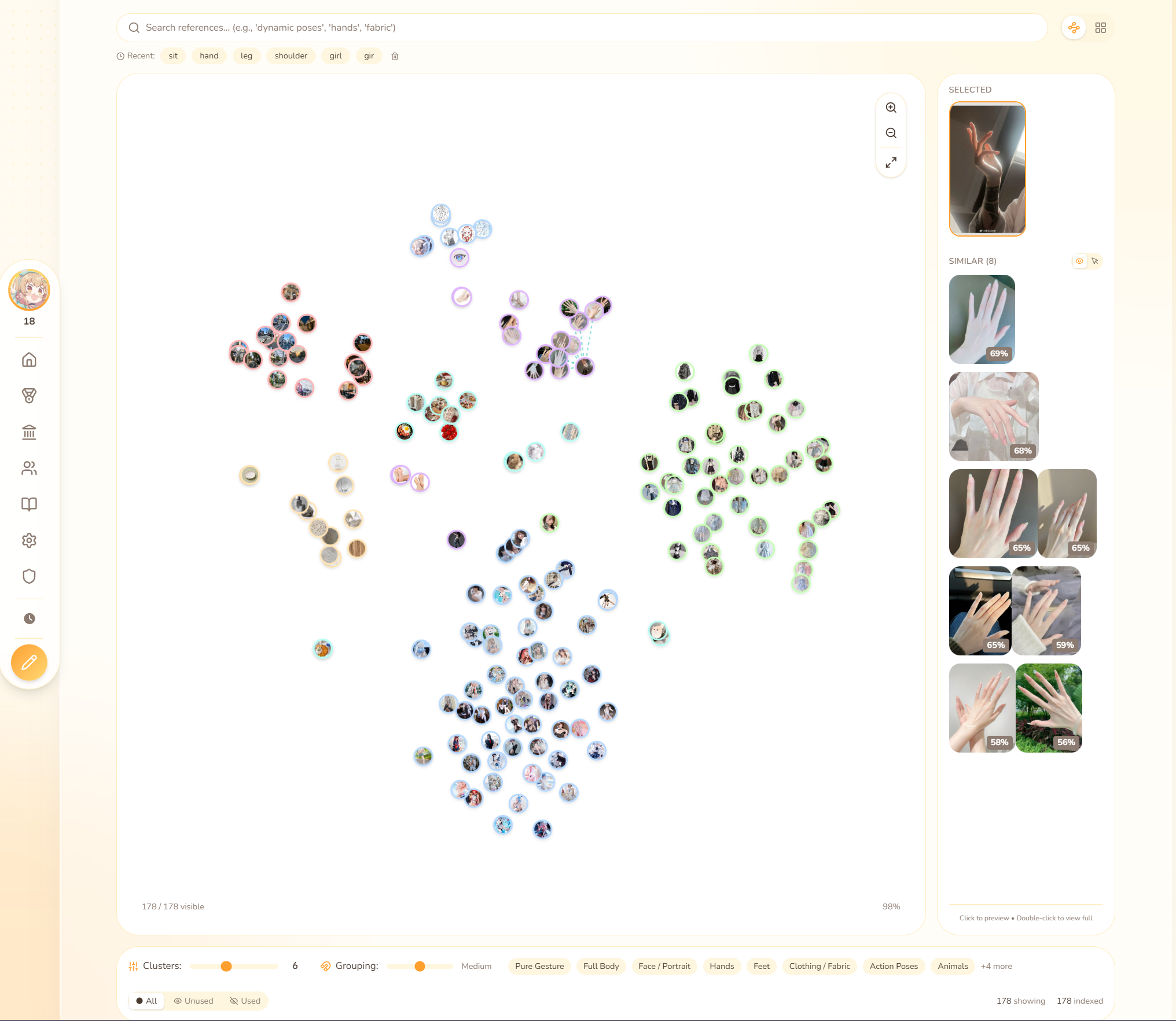 Smart Reference System - Visual cluster map of your references